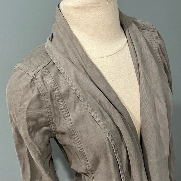 MAX JEANS Drape Front Drawstring Waist Tencel Long Utility Jacket Size Small - Picture 3 of 11